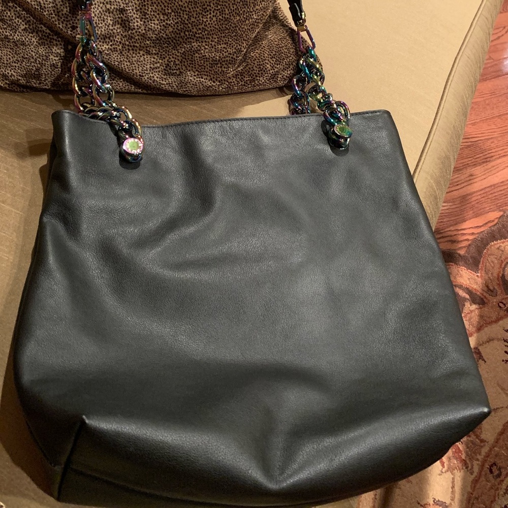 Kendall & Kyle crossbody bag with rainbow chain.